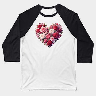 Heart Shaped Flowers Baseball T-Shirt